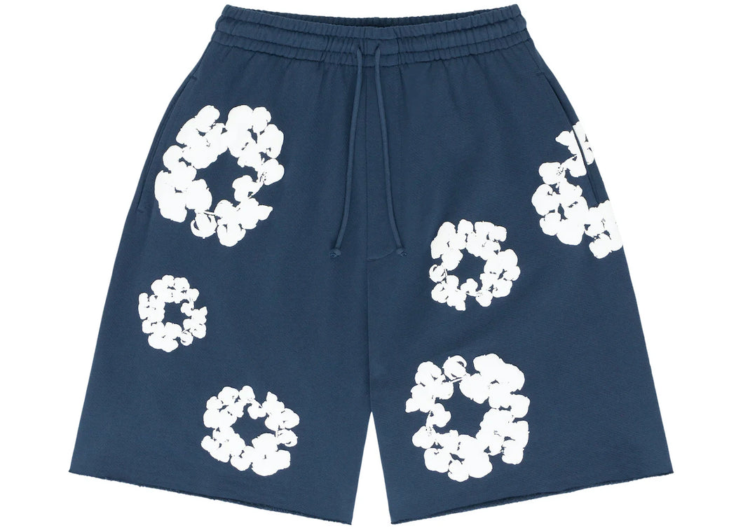 Denim Tears Navy Blue 'Cotton Wreath' Shorts