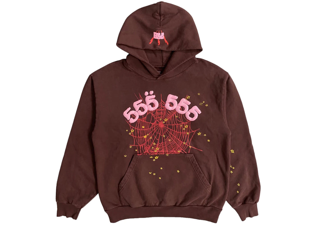 Sp5der Brown 'Angel Number' Hoodie