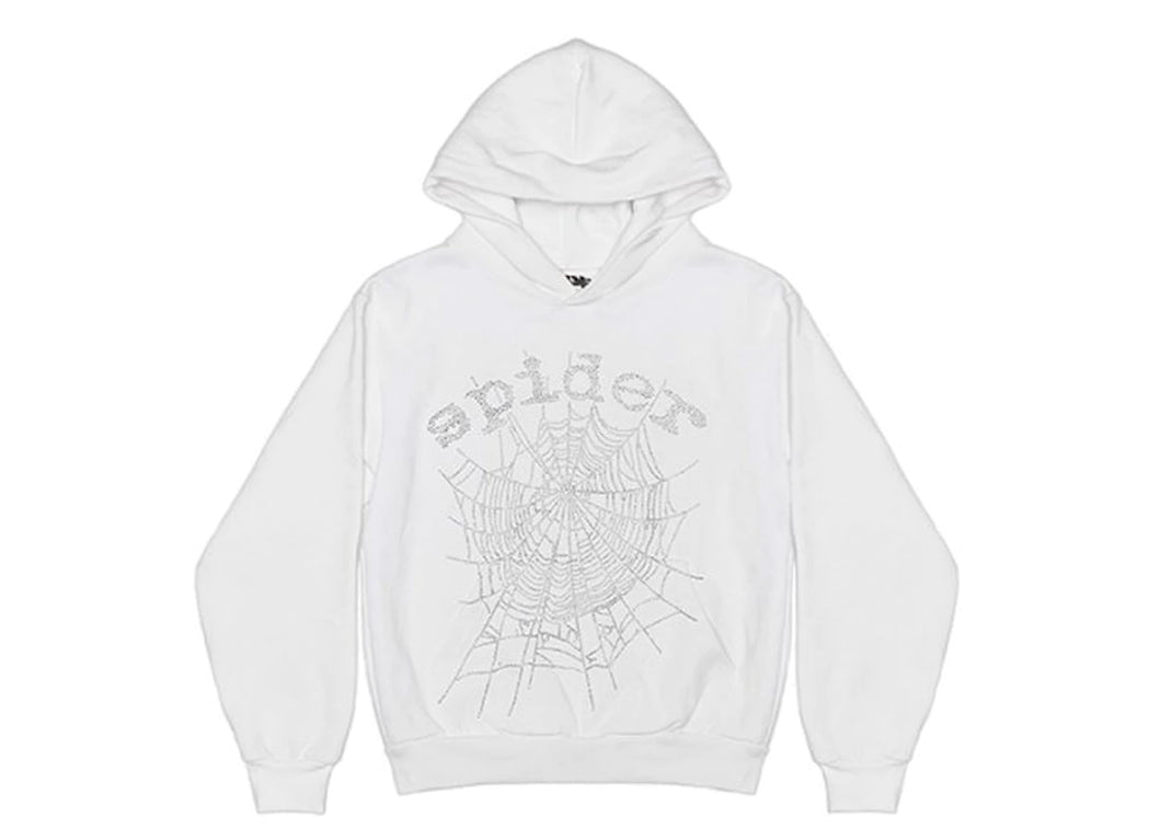 Sp5der OG White 'Rhinestone' Hoodie