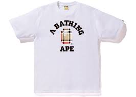 BAPE White 'Check College' T-Shirt