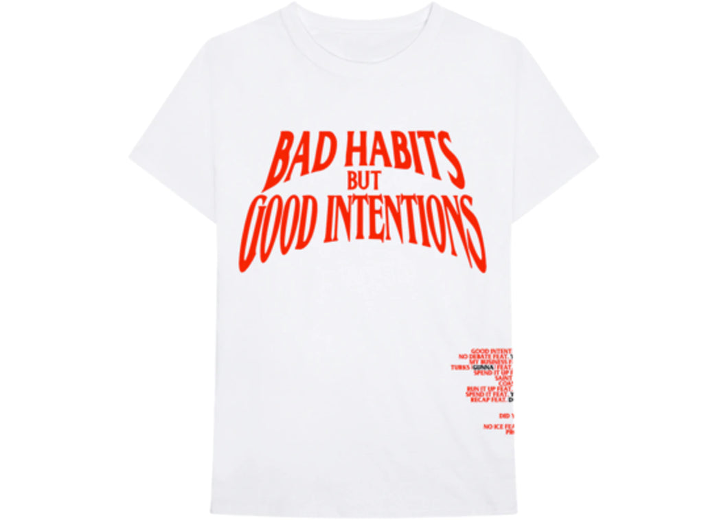 Nav x Vlone ‘Bad Habits But Good Intentions’ White T-Shirt